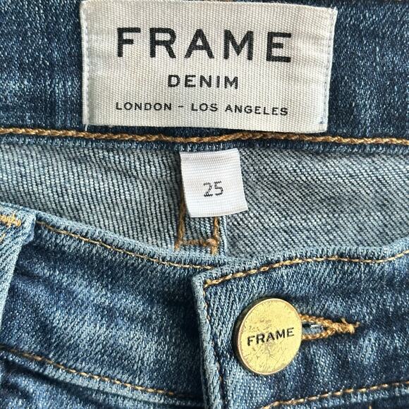 Frame Le High Straight High Rise Staggered Hem Jeans Carroll Wash - Picture 5 of 10